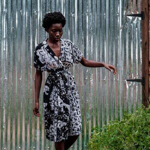 OSEI DURO SAMPA HAND DYED WRAP DRESS M
